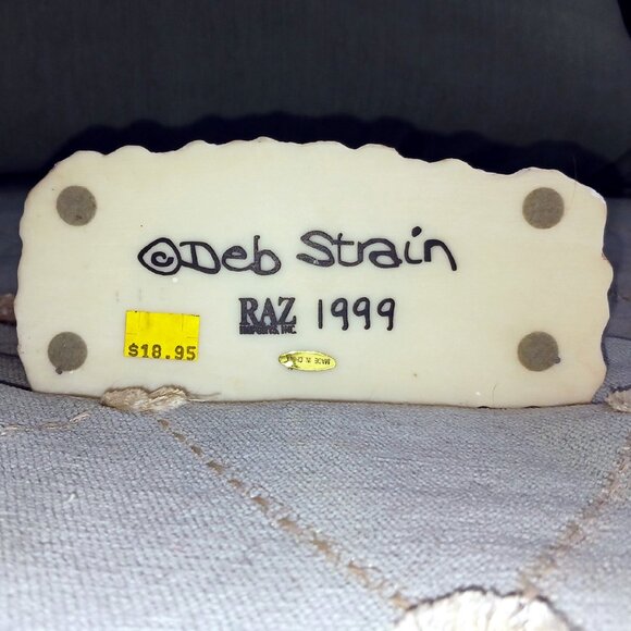 Deb Strain Raz, Vintage 1999, Snowman Playing the Violin with Cats on the Fence - Picture 6 of 6